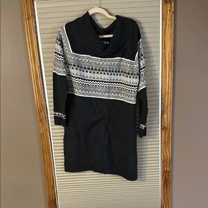 Black and Gray Knit Sweater Dress